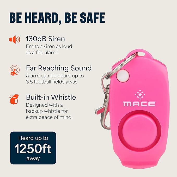 Mace Personal Safety Alarm & Mace Pepper Spray Kit - Loud 130db Siren with Built in Emergency Whistle, 10 Feet Range Pocket Model (0.42 oz) Self Defense Pepper Spray for Women & Men