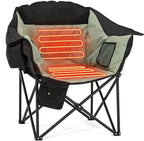 LILYPELLE Oversized Heated Camping Chair, Patio Lounge Chairs with 3 Heat Levels, Portable Folding Heated Chair Round Moon Saucer Folding Lawn Chair Outdoor Chair for Camping, Lounge Patio