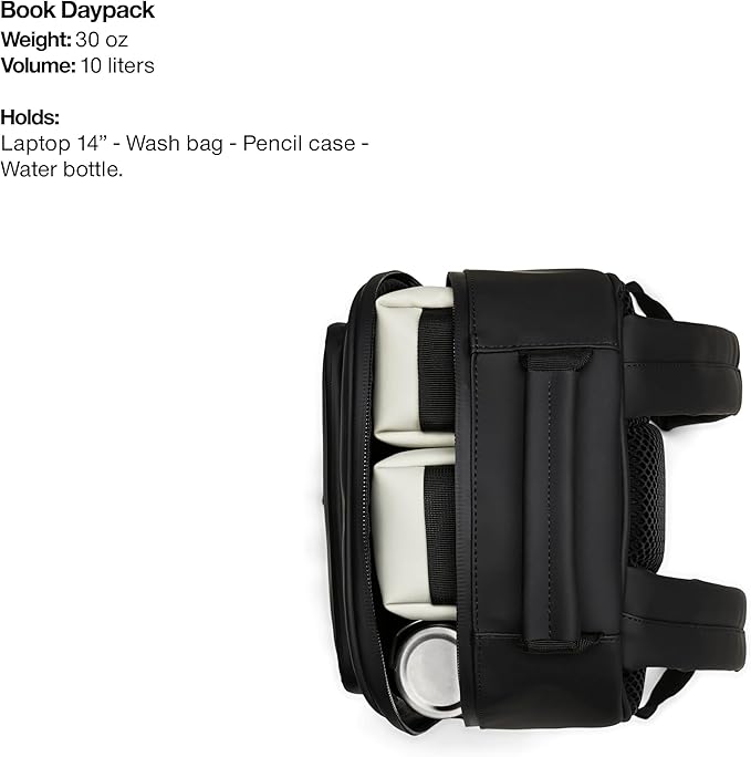 RAINS Book Daypack - Navy Laptop Backpack for Men and Women, Waterproof Black Minimalist Commuter Bag with 15” Laptop Room, Front Zip Pocket - 2 Year Warranty