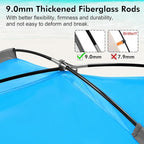 WhiteFang Beach Tent Anti-UV Portable Sun Shade Shelter for 3/4/6/8 Person, Extendable Floor with 3 Ventilating Mesh Windows Plus Carrying Bag, Stakes and Guy Lines