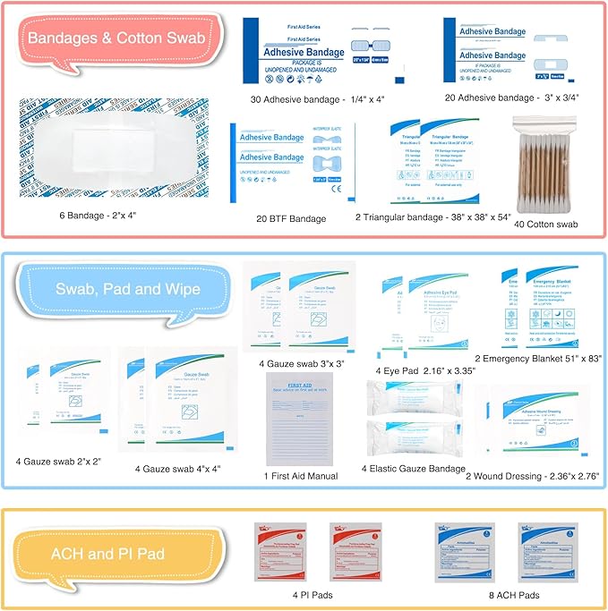 Waterproof Boat First Aid Kit - 3L Roll Top Emergency Medical Supplies for Kayaking, Marine Safety & Survival Gear with 234pcs Accessories Red