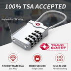 TSA Approved Locks for Luggage, 2 Pack Combination Travel Steel Cable Lock, Re-settable 4 Digit Padlocks with Inspection Indicator, Alloy Body Keyless Padlock for Lockers, Backpacks, Bags - Silver