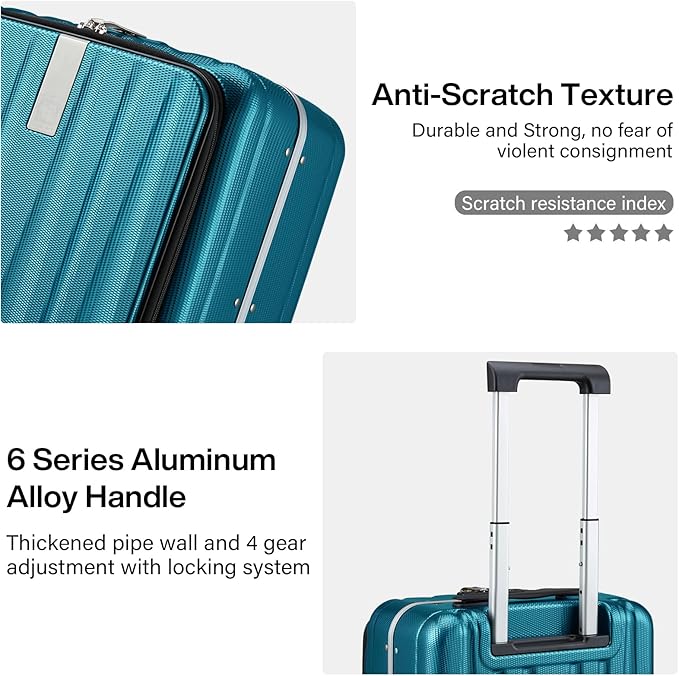 Hanke 16 Inch Underseat Carry On Luggage with Wheels,Small Hard Shell Suitcases for Weekender,Top Opening Tsa Approved Lightweight Travel Luggage Suitcase Christmas Gifts for Birthday，Caribbean Blue.