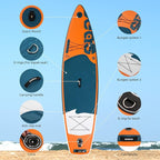 Inflatable Stand Up Paddle Board Includes Paddle, Dual Action Pump, and Accessories 11ft Lightweight iSUP, 33"*6" Wide Stable Design, Anti-Slip EVA Deck, Paddle Board for Adults