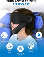 SARISUN Travel Pillows for Airplanes with Sleep Eye Mask, Chin Strap, Airplane Pillow for Long Flights, Car Road Trip, 360° Support Headrest, Travel Essentials Stop Bobblehead, Mottled Blue