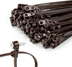 200 PCS 10 inch Brown Zip Ties with Screw Hole 70lbs Mountable head Cable Ties Straps Multipurpose Heavy Duty Nylon Cable Zip Ties with Screw Mounting Hole