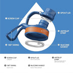 IDEUS Insulated Stainless Steel Water Bottle with 2 Leak-Proof Lids, Thermal Water Flask for Hiking Biking, 18oz, Bright Blue