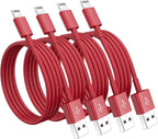 4 Pack [Apple MFi Certified] Apple Charging Cables 3ft, iPhone Chargers Lightning Cable 3 Foot, Fast iPhone Charging Cord for iPhone 14/14Pro/13/13Pro/12/11/11Pro/11Max/ X/XS/XR/XS Max/8, ipad(Red)