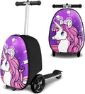 Baotree 2-in-1 Ride-On Scooter Suitcase, Scooter Luggage for Kids Ages 5-12, Foldable & Lightweight Carry with LED Light-Up Wheels