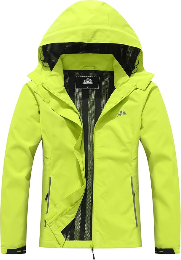 MOERDENG Women's Waterproof Rain Jacket Lightweight Raincoat Hooded Hiking Jacket Softshell Windbreaker