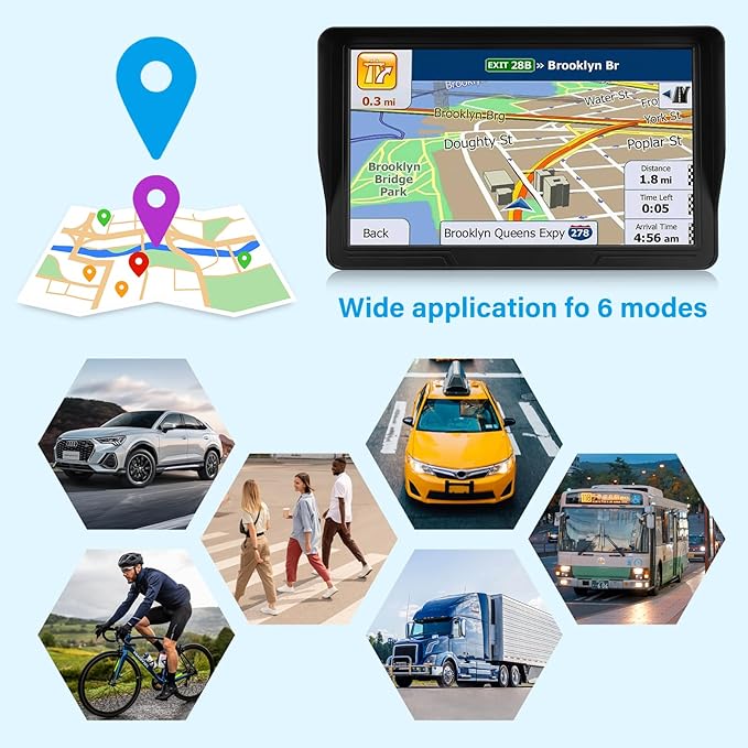 GPS Navigator for Car Truck RV - 9 Inch HD Navigation System with 2025 Maps, Free Lifetime Updates, Custom Truck Routing (Blue)