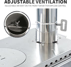 M8 Wood Burning Stove with Oven & Camping Table, Stainless Steel Portable IGT Hot Tent Stove, Including 6 Chimney Pipes, for Camping, Tents, Cooking and Travel (Silver)