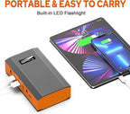 Portable Power Bank with AC Outlet 65W 110V External Battery Pack, 24000mAh Portable Laptop Charger with 30W Foldable Solar Panel Power Supply for Smart devices Outdoor Camping RV Off Grid-Orange