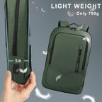 hk Backpack for Men Business Slim Backpack with USB Charger Computer Lightweight Anti-theft Travel (Green, 17.3 Inch)