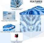 EAGLE PEAK Pop Up Canopy Tent with 1 Sidewall, Easy Setup Event Tent, Outdoor Sun Shade, Wheeled Carry Bag, Stakes and Guy Ropes, Instant Canopy 10x10, Tie Dye Blue