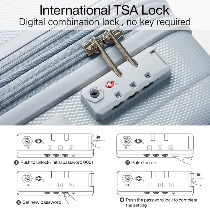 Hanke 29 Inch Expandable Checked Luggage Lightweight PC Hard Shell Luggage Suitcases with Wheels Travel Luggage Rolling Large Suitcase Travel Luggage Bag for Study Abroad.(Gray)