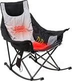 SUNNYFEEL Oversized Heated Camping Chair, Folding Rocking Camping Chairs with Luxury Padded Recliner,Carry Bag, 300 LBS Heavy Duty for Lawn/Outdoor/Picnic/Patio, Portable Rocker Camp Chair