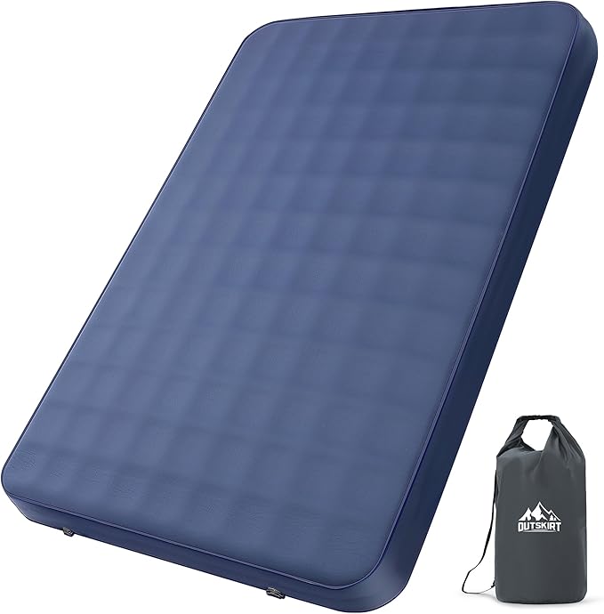 OUTSKIRT Ultralight Self Inflating Sleeping Pad, 4" Thick Camping Mattress with Pump Pack, 9.5 R-Value Insulated Sleeping Mat, Portable Camping Bed for Car, Truck or Van, 4 Season Camp Mattress