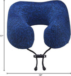 napfun Neck Pillow for Traveling, Upgraded Travel Neck Pillow for Airplane 100% Pure Memory Foam Travel Pillow for Flight Headrest Sleep, Portable Plane Accessories, Full Dark Blue, Medium (120-200LB)