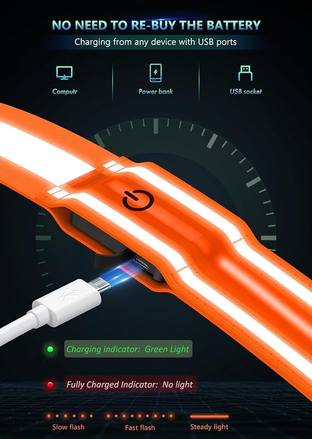 LED Reflective Belt Sash for Walking at Night, Night Running Safety Gear High Visibility Rechargeable LED Light Up Running Belt for Runners Walkers Men Women