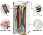 Univivi Garment Bags for Hanging Clothes, Large Clothes Storage Bags Closet Organizer with Clear Window, Premium Hanging Garment Storage Bag for Suits, Coats, Dresses, 40", 2 Pack (Beige)