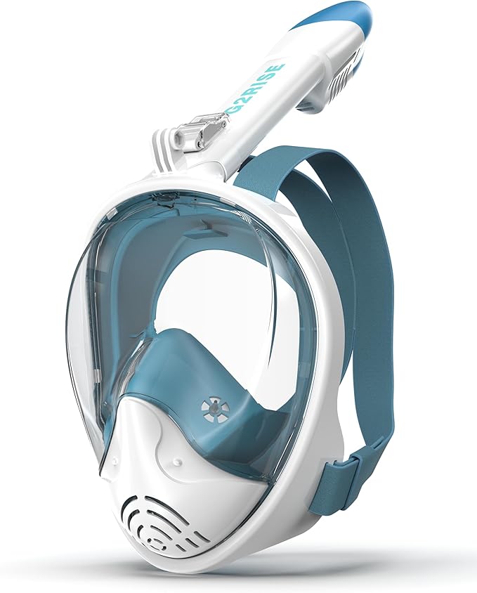 G2RISE Full Face Snorkel Mask Adults Snorkeling Set Gear for Kids with Detachable Camera Mount, Safe Breathing, Anti Fog Anti Leak