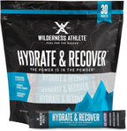 Wilderness Athlete - Hydrate & Recover | Liquid Hydration Packets Electrolyte Drink Mix - Recover Faster with Bcaas - 30 Single Serving Hydrate Packets (Blue Raspberry)