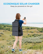 Ecosonique 30W Portable Solar Charger Foldable Solar Panels with USB C USB A Fast Charging Waterproof for Camping Backpacking Compatible with Cell Phone, iPhone, iPad, Samsung Galaxy, LG, Power Banks