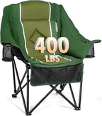 Oversized Camping Chair for Large Adults Heavy Duty 400 lbs Capacity, Comfortable Padded Folding Lawn Chair with Back & Headrest Support and Cup Holder, Portable Outdoor Chair with Carry Bag