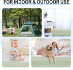 Queen Air Mattress wit with 1300mAh Battery Powered Pump,18"Raised Super soft and comfortable Dutch velvet fabric750lbs Support Portable Inflatable Mattress,Air Bed for Camping, Home and Guest-Green