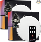 2 Pack Tent Lights for Camping - Solar Powered, Rechargeable USB, 3 Brightness Levels, Remote Control - Splash Proof IP44 Rated ABS Water Resistant Canopy LED Lights with Chrome Hook