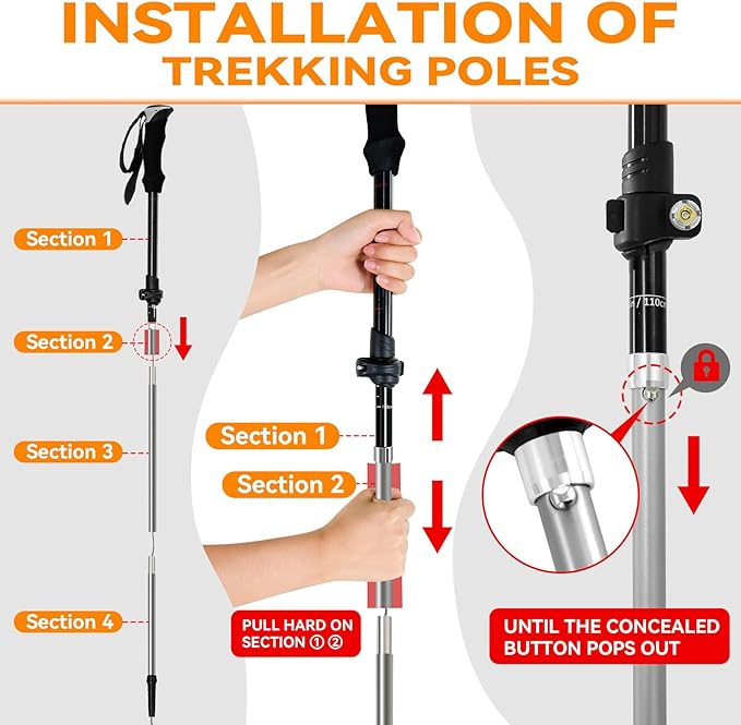 Trekking Poles Collapsible Hiking Poles - 2 Pack Aluminum Hiking Sticks, Lightweight Walking Sticks for Seniors, Men, Women Balance, Tri-Fold Walking Poles for Backpacking by Underwood Aggregator