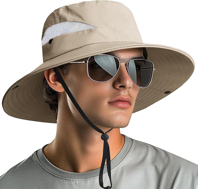 NPQQUAN Sun Hats for Men Women with Neck Flap UPF 50+ UV Protection Wide Brim Bucket Hat Safari Hiking Fishing Hats