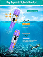 Snorkel Set Adults Snorkeling Gear Anti-Fog Panoramic View Swim Mask Dry Top Snorkel Kit with Carry Bag for Snorkeling Scuba Diving Swimming Travel