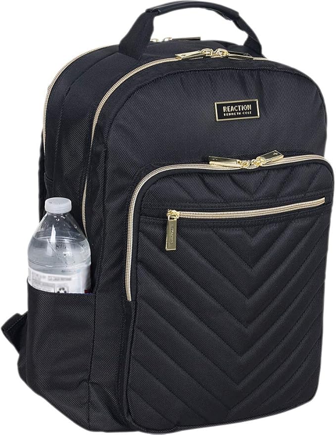 Kenneth Cole REACTION Women's Chelsea Chevron 15" Laptop and Tablet Backpack, Black