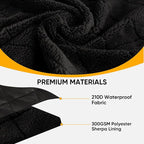 Northroad Waterproof Camping Blanket with Sherpa Lining, Large Windproof Outdoor Blanket for Cold Weather, Light Weight and Warm for Picnic, Stadium, Dog, Concert, 55"x82" (Black, 1PCS)