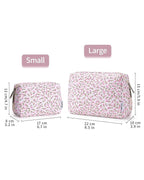 Narwey Cute Floral Makeup Bag Travel Cosmetic Bag Organizer Toiletry Bag Make Up Bags with Compartments for Women Girls (Pink Flower, Large)
