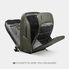 NOMATIC Travel Pack - 20L Water Resistant Laptop Bag - TSA-Ready Expandable Olive Backpack