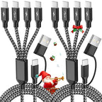 USB C Splitter Multi Charging Cable,USB A/C to USB C Charging Cord,Dual Type C Charger Cord,4 in 2 Multi Charger Cord with 4 Type-C Connectors Compatible with iPhone17/16/Cell Phones Tablets and More.