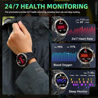 Military Smart Watches for Men Built-in GPS 3ATM Waterproof with Call/LED Flashlight, 1.45" Rugged Tactical Smartwatch with Compass, Fitness Tracker with HR/SPO2/Sleep Monitor for iPhone Android
