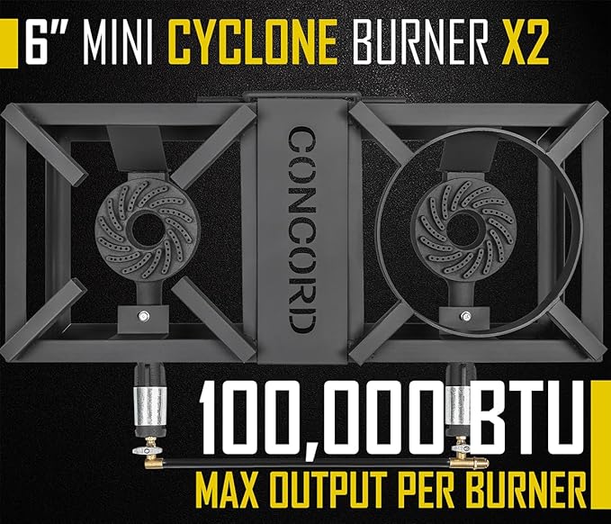 CONCORD THE BLOCK BURNER MAX Double Propane Outdoor Burner. 200,000 Total BTU. Wok Burner. Great for Home Brewing, Stir Frying, Camping, Tailgating, and More!