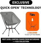 Naturehike YL01 Snap Camping Chair, 1 Second Setup Frame, 441lb Capacity, Portable Backpacking Chair with Storage Bag, Lightweight & Compact Folding Camp Chair for Backpacking Camping Fishing