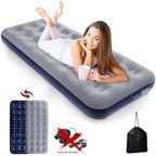 Camping Air Mattress Inflatable Air Bed Flocked Surface Travel Bed Sleeping Pad Air Bed for Outdoor Camping Tent Guest Travelling（Navy Blue,2 PCS）