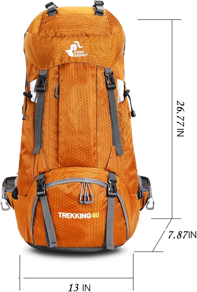 Bseash 60L Waterproof Hiking Camping Backpack with Rain Cover, Large Outdoor Sport Travel Daypack Rucksack for Climbing