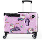 Younglingz LIL FLYER GO Version 2 Ride On Suitcase for Kids | Carry On Luggage with Toddler Seat, Foldable Handlebars, Pedals, and Removable Wheels | Holds up to 80 lbs | Glam | Ages 2-6
