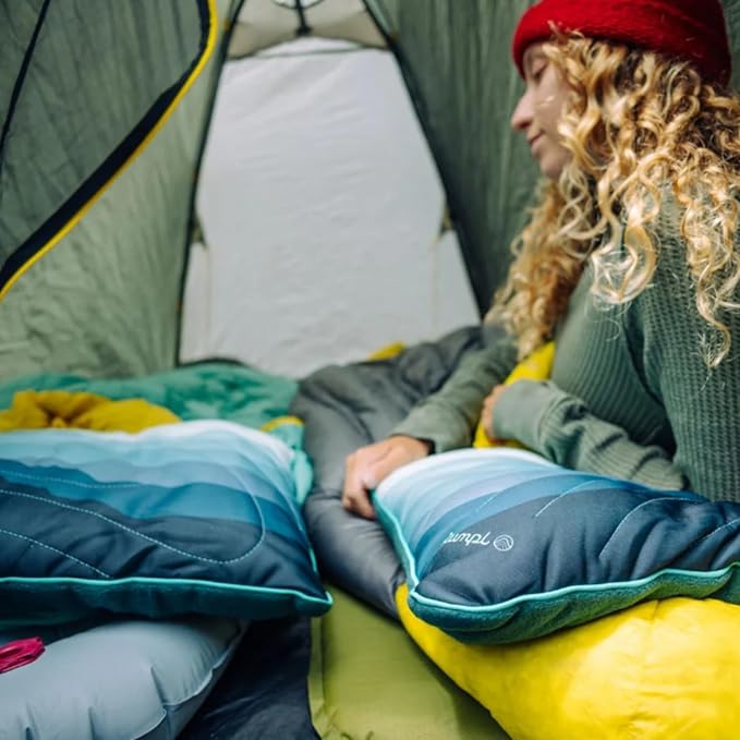 Rumpl The Adjustable Camp Pillow - Full Size Packable Outdoor and Travel Pillow, Two-Sided Temperature Control, 22" x 15", Baja Fade
