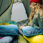 Rumpl The Adjustable Camp Pillow - Full Size Packable Outdoor and Travel Pillow, Two-Sided Temperature Control, 22" x 15", Baja Fade