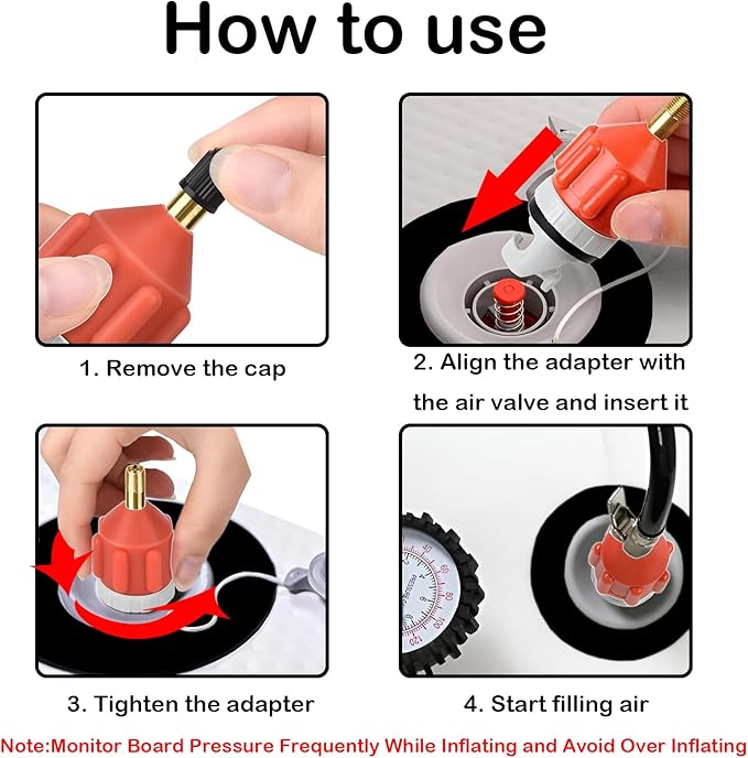 3pcs Sup Paddle Board Inflator Air Pump Adapter Adaptor Attachments for Inflatables Kayaks Boats Stand Up Paddleboard Valve Connector Accessories