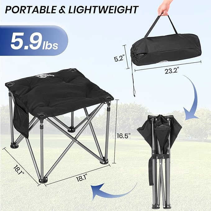 Bolosy 2 Pack Camping Stool Oversized Camping Foot Stool Ottoman Padded Camping Chair Foot Rest 450 lbs Heavy Duty Camp Stool Foldable Footrest