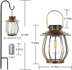 Solar Lanterns Outdoor Waterproof - Outdoor Hanging Lantern with Shepherds Hook, Garden Solar Lights Decorative Gifts for Women Mom Grandma, Lanterns Decorative Outdoor for Yard Patio Backyard Porch